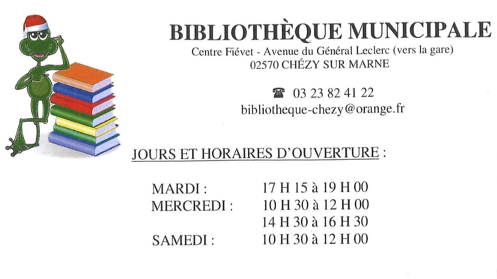 horaires bibliothèque